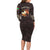 Mauritania Family Matching Long Sleeve Bodycon Dress and Hawaiian Shirt with Desert Sunset Camel Silhouette and Flag Accents