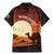 Mauritania Family Matching Mermaid Dress and Hawaiian Shirt with Desert Sunset Camel Silhouette and Flag Accents