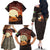 Mauritania Family Matching Off The Shoulder Long Sleeve Dress and Hawaiian Shirt with Desert Sunset Camel Silhouette and Flag Accents