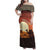 Mauritania Family Matching Off Shoulder Maxi Dress and Hawaiian Shirt with Desert Sunset Camel Silhouette and Flag Accents