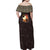 Mauritania Family Matching Off Shoulder Maxi Dress and Hawaiian Shirt with Desert Sunset Camel Silhouette and Flag Accents