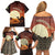 Mauritania Family Matching Off Shoulder Short Dress and Hawaiian Shirt with Desert Sunset Camel Silhouette and Flag Accents