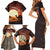 Mauritania Family Matching Short Sleeve Bodycon Dress and Hawaiian Shirt with Desert Sunset Camel Silhouette and Flag Accents