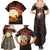 Mauritania Family Matching Summer Maxi Dress and Hawaiian Shirt with Desert Sunset Camel Silhouette and Flag Accents