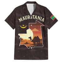 Mauritania Family Matching Summer Maxi Dress and Hawaiian Shirt with Desert Sunset Camel Silhouette and Flag Accents