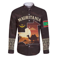 Mauritania Family Matching Summer Maxi Dress and Hawaiian Shirt with Desert Sunset Camel Silhouette and Flag Accents