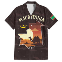 Mauritania Hawaiian Shirt with Desert Sunset Camel Silhouette and Flag Accents