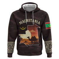 Mauritania Hoodie with Desert Sunset Camel Silhouette and Flag Accents