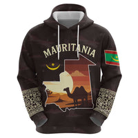 Mauritania Hoodie with Desert Sunset Camel Silhouette and Flag Accents