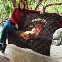 Mauritania Quilt with Desert Sunset Camel Silhouette and Flag Accents