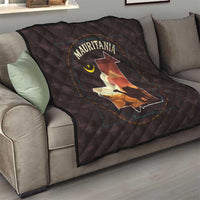 Mauritania Quilt with Desert Sunset Camel Silhouette and Flag Accents
