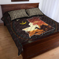 Mauritania Quilt Bed Set with Desert Sunset Camel Silhouette and Flag Accents