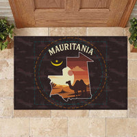 Mauritania Rubber Doormat with Desert Sunset Camel Silhouette and Flag Accents