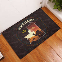 Mauritania Rubber Doormat with Desert Sunset Camel Silhouette and Flag Accents