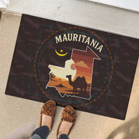 Mauritania Rubber Doormat with Desert Sunset Camel Silhouette and Flag Accents