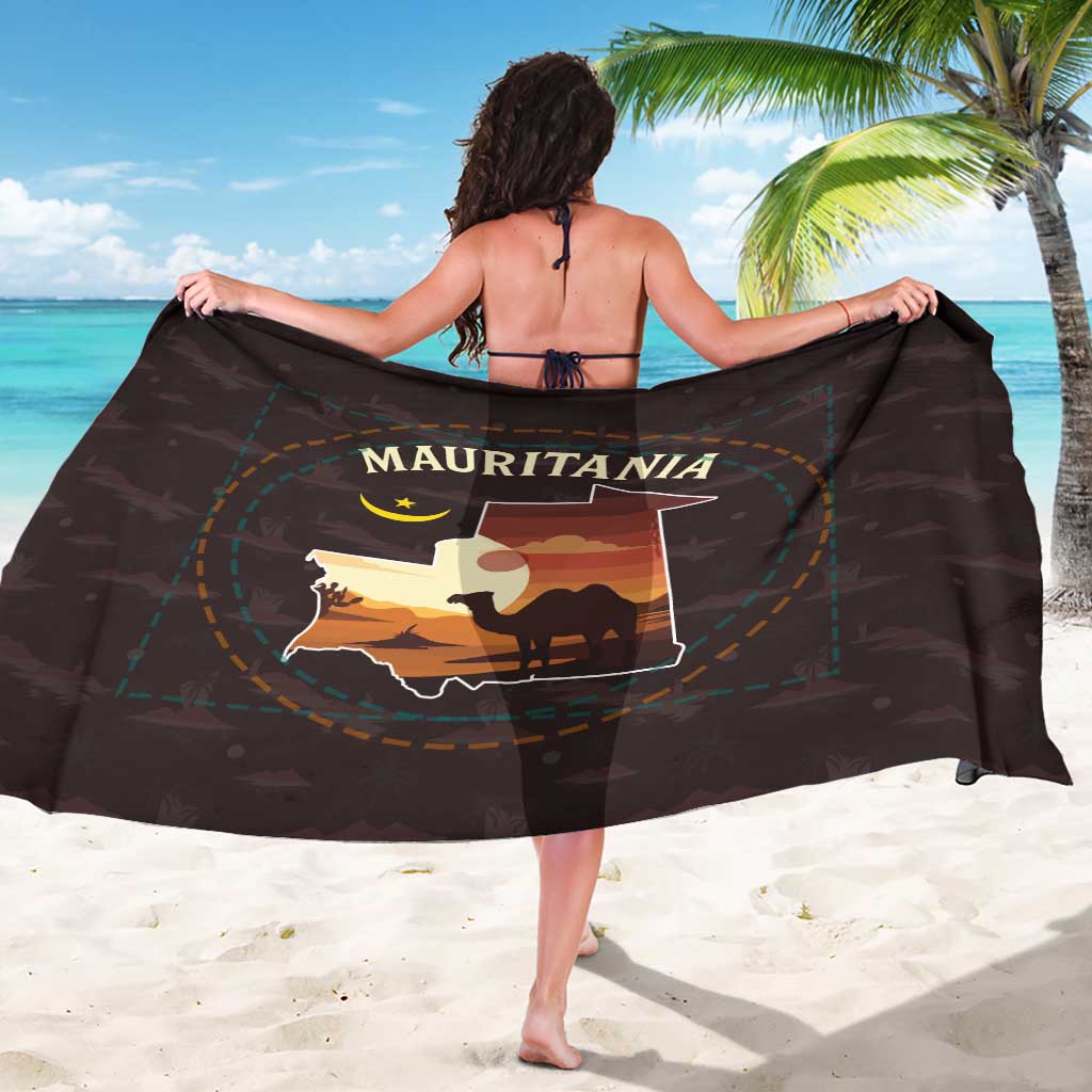 Mauritania Sarong with Desert Sunset Camel Silhouette and Flag Accents