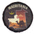 Mauritania Spare Tire Cover with Desert Sunset Camel Silhouette and Flag Accents