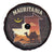 Mauritania Spare Tire Cover with Desert Sunset Camel Silhouette and Flag Accents