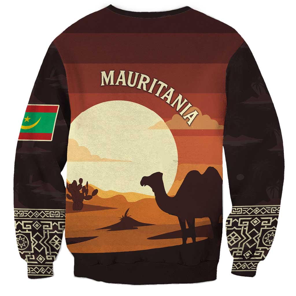 Mauritania Sweatshirt with Desert Sunset Camel Silhouette and Flag Accents