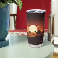 Mauritania Tumbler Cup with Desert Sunset Camel Silhouette and Flag Accents