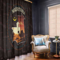 Mauritania Window Curtain with Desert Sunset Camel Silhouette and Flag Accents