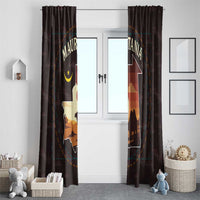 Mauritania Window Curtain with Desert Sunset Camel Silhouette and Flag Accents