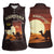 Mauritania Women Sleeveless Polo Shirt with Desert Sunset Camel Silhouette and Flag Accents