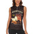 Mauritania Women Sleeveless Polo Shirt with Desert Sunset Camel Silhouette and Flag Accents