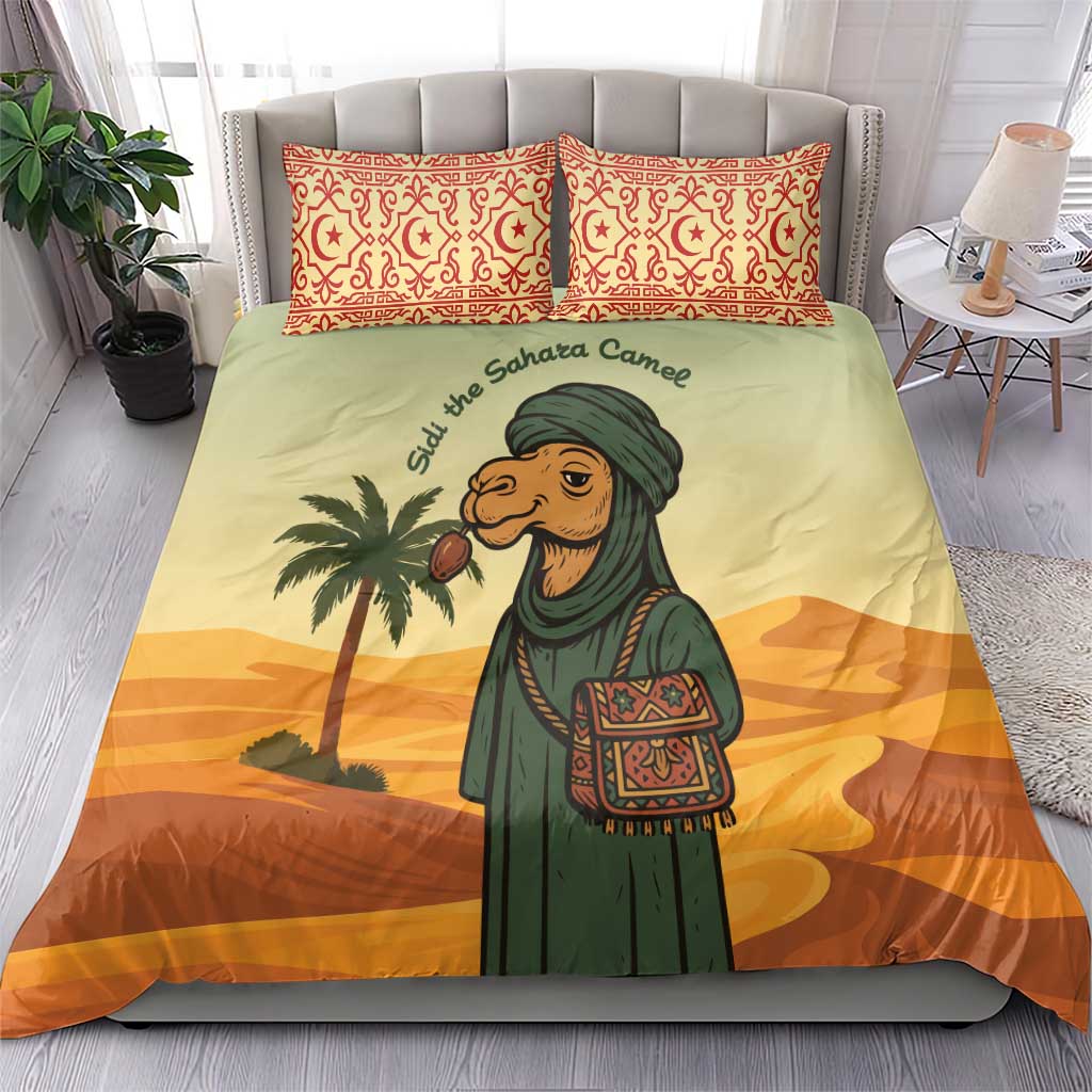 Mauritania Bedding Set with Sidi the Sahara Camel Cartoon and Desert Caravan Design