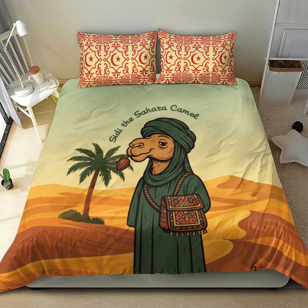 Mauritania Bedding Set with Sidi the Sahara Camel Cartoon and Desert Caravan Design