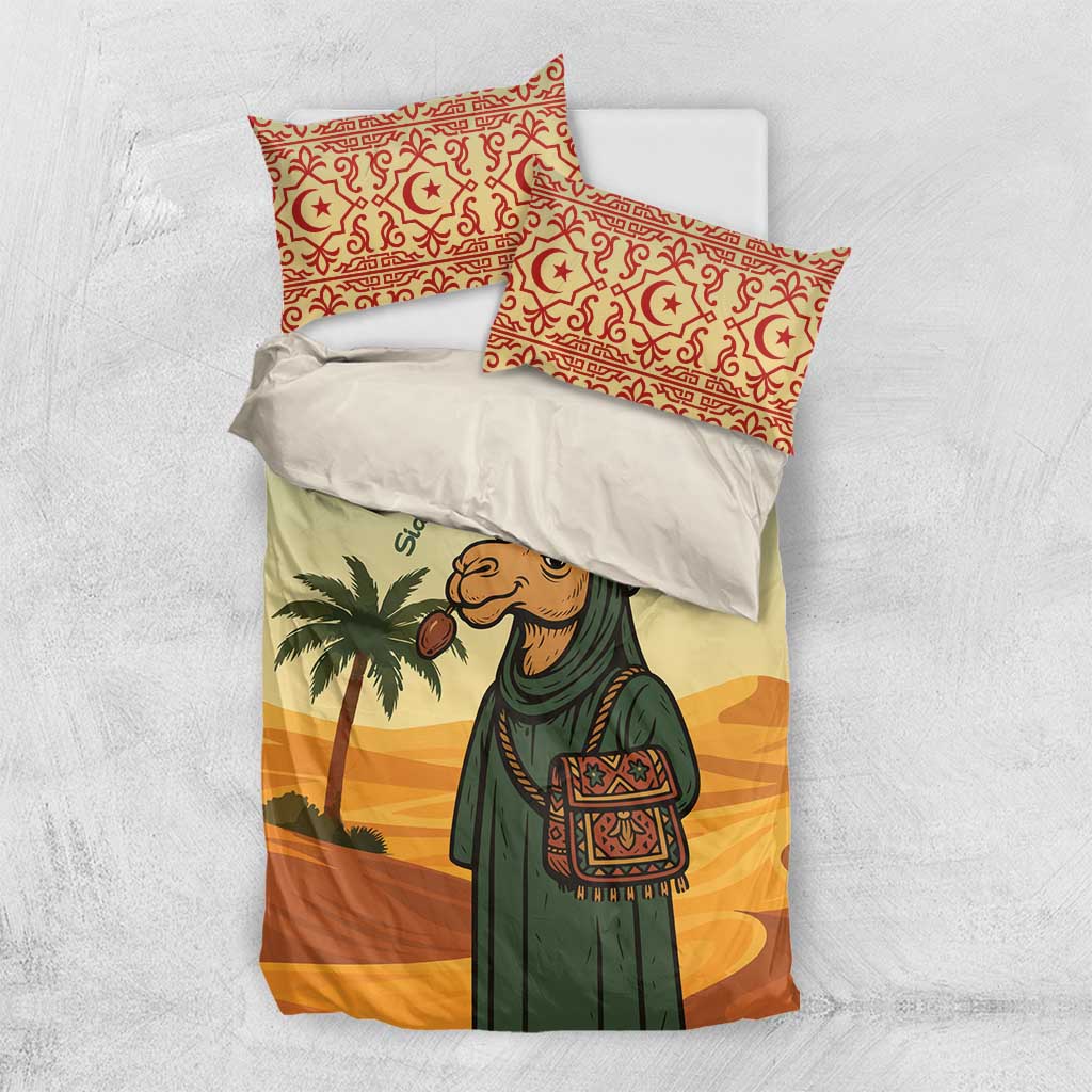 Mauritania Bedding Set with Sidi the Sahara Camel Cartoon and Desert Caravan Design