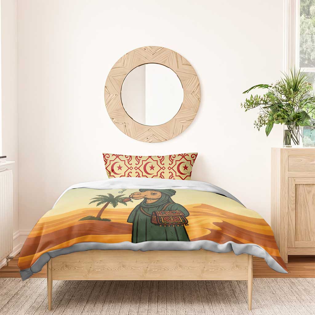 Mauritania Bedding Set with Sidi the Sahara Camel Cartoon and Desert Caravan Design