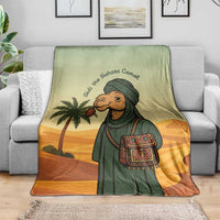 Mauritania Blanket with Sidi the Sahara Camel Cartoon and Desert Caravan Design