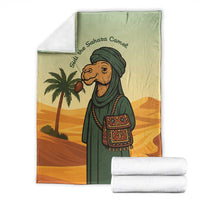Mauritania Blanket with Sidi the Sahara Camel Cartoon and Desert Caravan Design