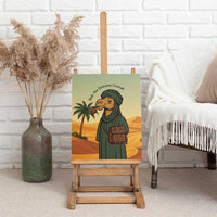 Mauritania Canvas Wall Art with Sidi the Sahara Camel Cartoon and Desert Caravan Design
