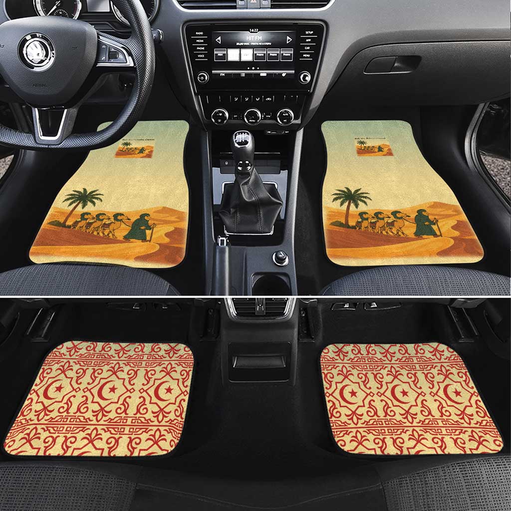 Mauritania Car Mats with Sidi the Sahara Camel Cartoon and Desert Caravan Design