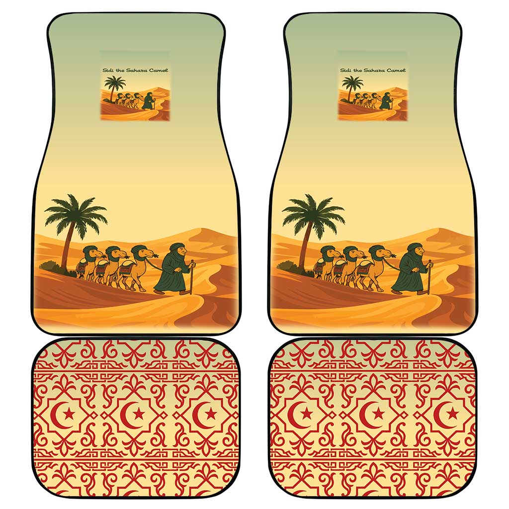 Mauritania Car Mats with Sidi the Sahara Camel Cartoon and Desert Caravan Design