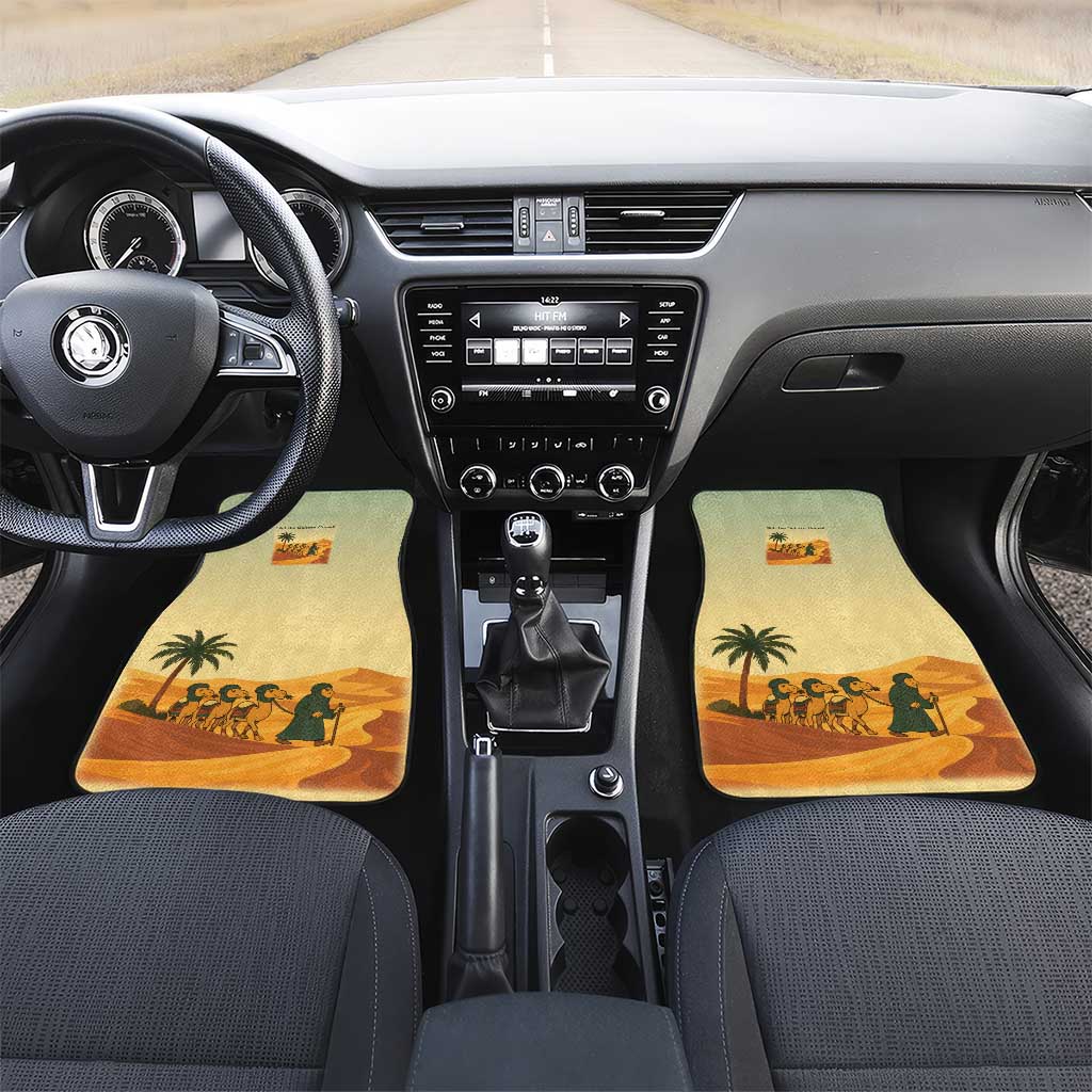 Mauritania Car Mats with Sidi the Sahara Camel Cartoon and Desert Caravan Design