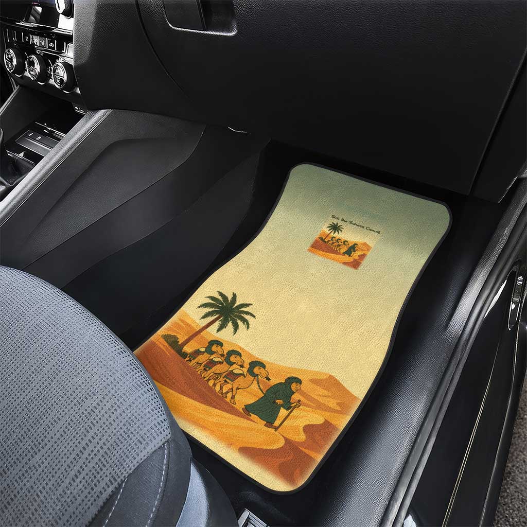 Mauritania Car Mats with Sidi the Sahara Camel Cartoon and Desert Caravan Design