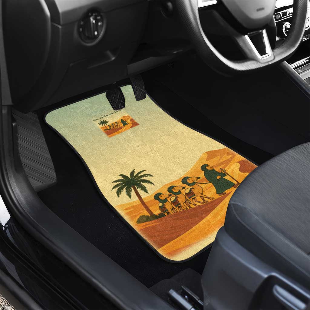 Mauritania Car Mats with Sidi the Sahara Camel Cartoon and Desert Caravan Design