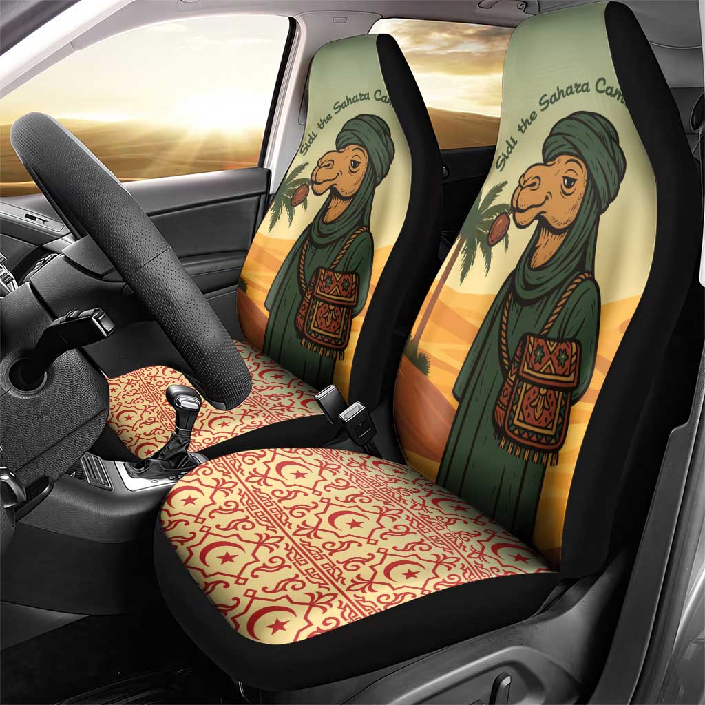 Mauritania Car Seat Cover with Sidi the Sahara Camel Cartoon and Desert Caravan Design
