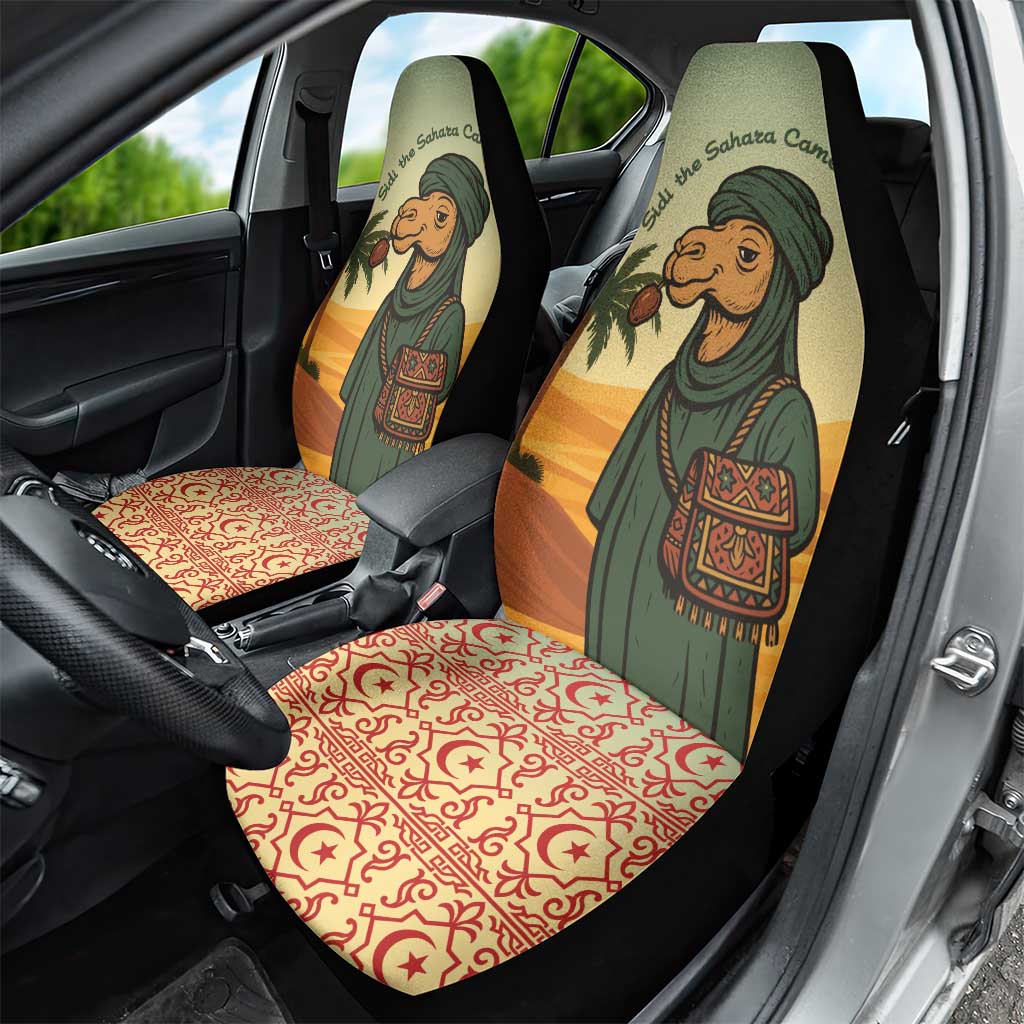 Mauritania Car Seat Cover with Sidi the Sahara Camel Cartoon and Desert Caravan Design