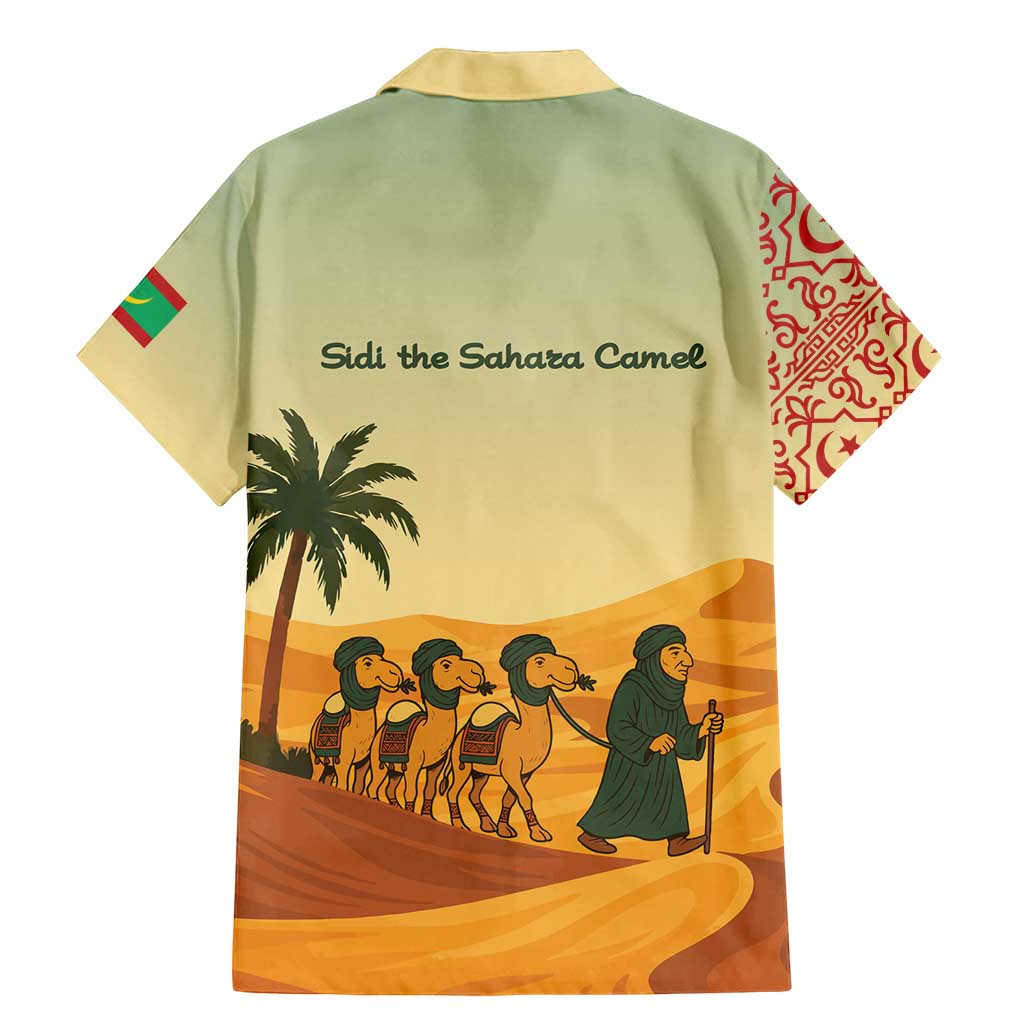 Mauritania Family Matching Mermaid Dress and Hawaiian Shirt with Sidi the Sahara Camel Cartoon and Desert Caravan Design