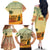 Mauritania Family Matching Off The Shoulder Long Sleeve Dress and Hawaiian Shirt with Sidi the Sahara Camel Cartoon and Desert Caravan Design