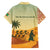 Mauritania Family Matching Off The Shoulder Long Sleeve Dress and Hawaiian Shirt with Sidi the Sahara Camel Cartoon and Desert Caravan Design