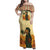 Mauritania Family Matching Off Shoulder Maxi Dress and Hawaiian Shirt with Sidi the Sahara Camel Cartoon and Desert Caravan Design
