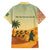 Mauritania Family Matching Short Sleeve Bodycon Dress and Hawaiian Shirt with Sidi the Sahara Camel Cartoon and Desert Caravan Design