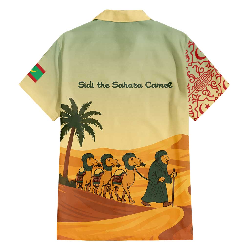 Mauritania Family Matching Tank Maxi Dress and Hawaiian Shirt with Sidi the Sahara Camel Cartoon and Desert Caravan Design