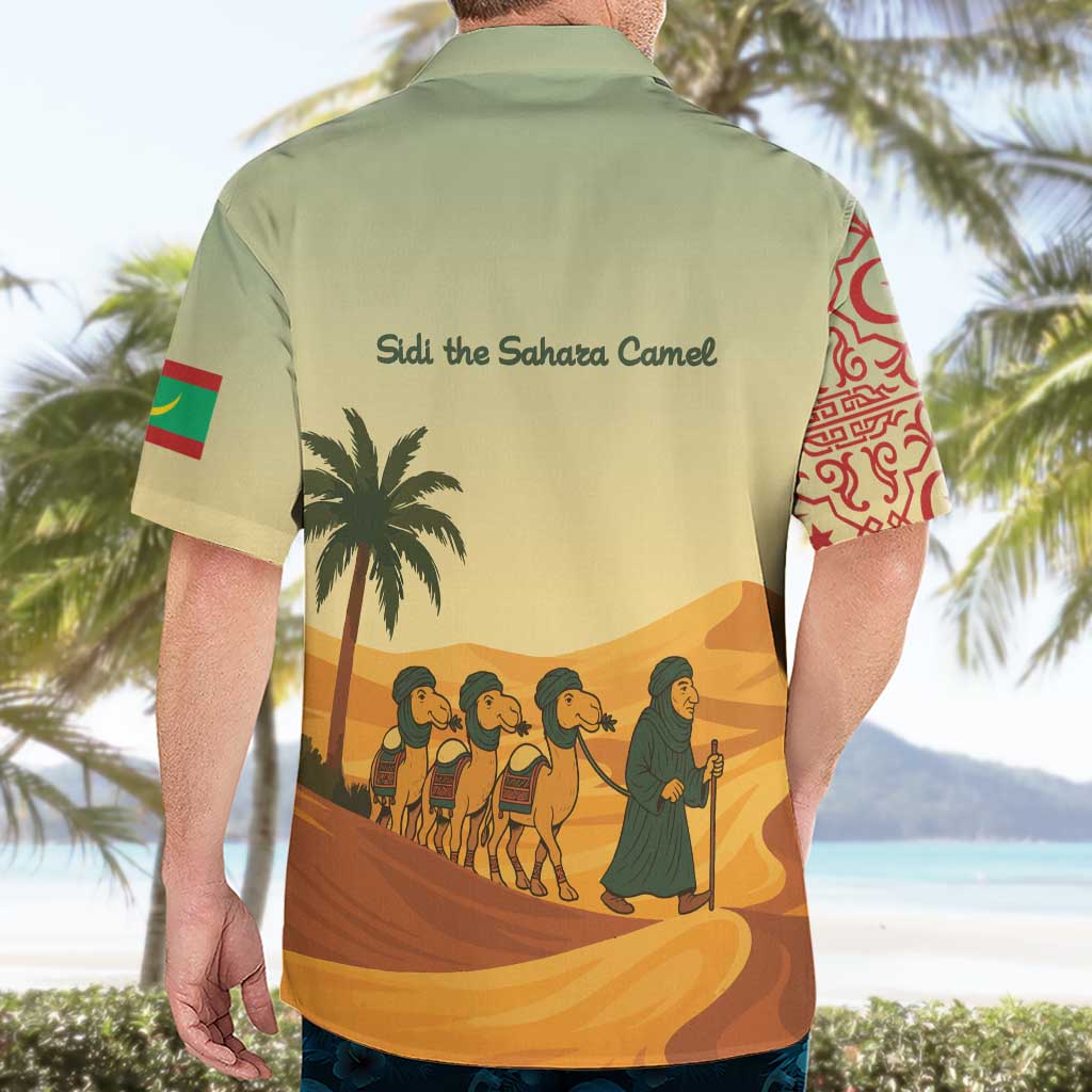 Mauritania Hawaiian Shirt with Sidi the Sahara Camel Cartoon and Desert Caravan Design