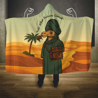 Mauritania Hooded Blanket with Sidi the Sahara Camel Cartoon and Desert Caravan Design